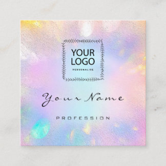 Makeup Artist Nail Unicorn Logo QR CODE Holograph Quadratische Visitenkarte