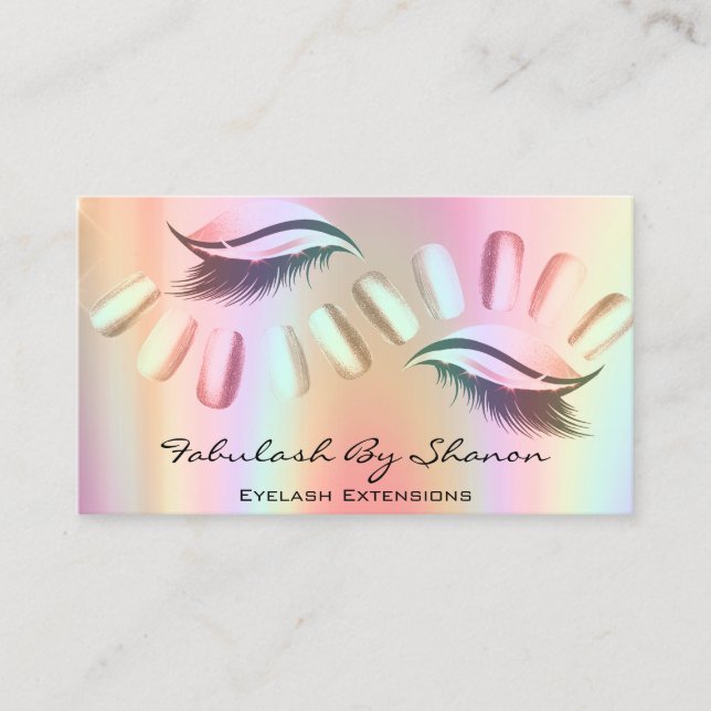 Makeup Artist Nails Eyelash Extension Holograp Vip Visitenkarte (Vorderseite)
