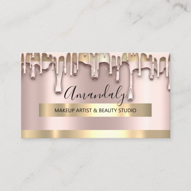 Makeup Artist Nails Wax Beauty Gold Rose VIP Visitenkarte (Vorderseite)