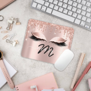 Makeup Artist Name Monogram Rose Lashes Extension Mousepad