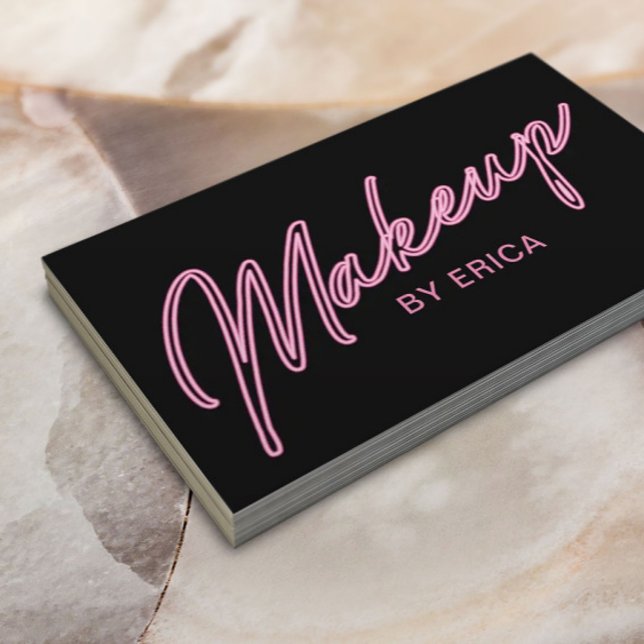 Makeup Artist Neon Pink Typografy Schönheitssalon Visitenkarte (Von Creator hochgeladen)