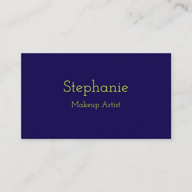 Makeup Artist Neon Yellow Green Navy Blue Visitenkarte (Vorderseite)