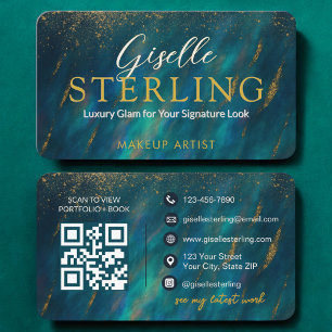 Makeup Artist Opal Green Glam Moderner QR-Code Visitenkarte