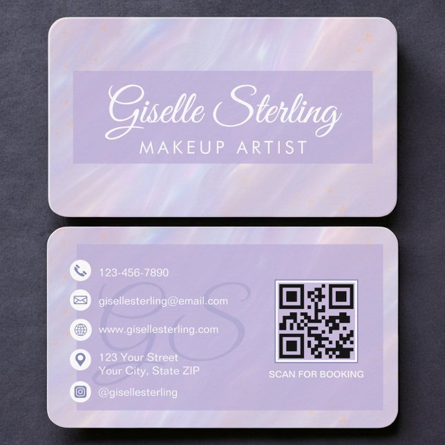 Makeup Artist Opal Iridescent QR Code Visitenkarte (Von Creator hochgeladen)