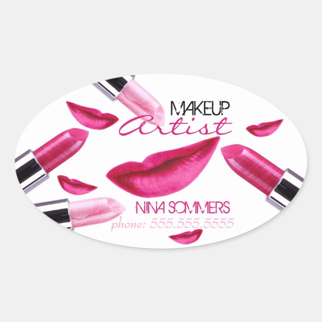 Makeup Artist Oval Aufkleber (Vorderseite)
