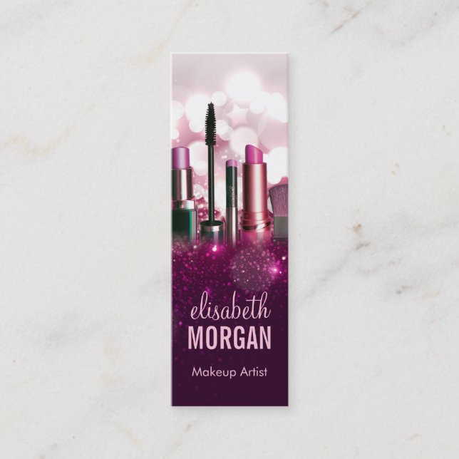 Makeup Artist - Pink Beauty Glitzer Tiny Compact Mini Visitenkarte (Vorderseite)