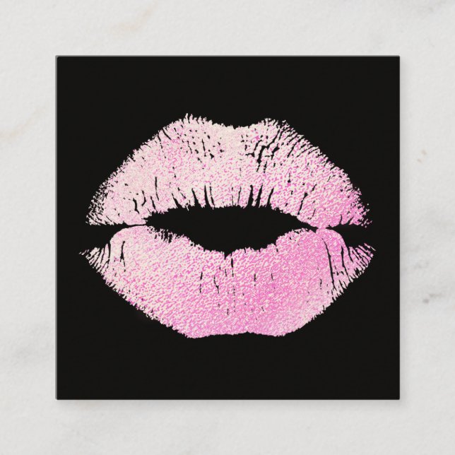 Makeup Artist Pink Glitzer Kissing Lips Square Quadratische Visitenkarte (Vorderseite)
