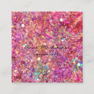 Makeup Artist Pink Glitzer Square Business Card Quadratische Visitenkarte