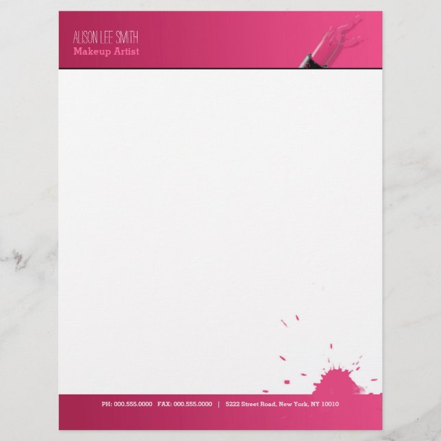 Makeup Artist/Pink Lipstick Briefbogen (Vorderseite)