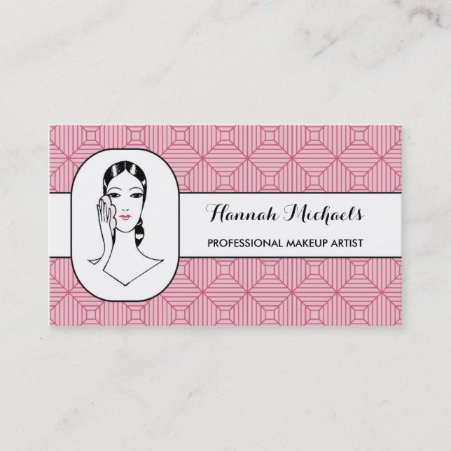 Makeup Artist Pink Powder Puff Woman Ernennung Terminkarte (Vorderseite)