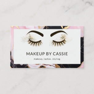 Makeup Artist Pink Schwarz-weiß Marbella Glitzer L Visitenkarte