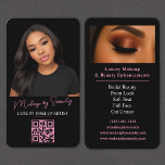 Makeup Artist QR Code Luxury Black Pink Beauty Visitenkarte<br><div class="desc">Eine elegante und moderne Visitenkarte für Makeup-Künstler, die mit einem luxuriösen schwarzen Hintergrund und schick blush rosa Akzenten gestaltet wurde. Dieses Design mit einem fett gedruckten QR-Code für eine einfache Buchung oder Instagram-Zugriff bietet Platz für ein berufliches Portrait auf der Vorderseite und ein beeindruckendes Make-up auf der Rückseite. Ideal für...</div>