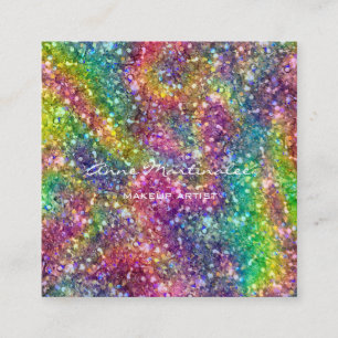 Makeup Artist Rainbow Glitzer Quadratische Visitenkarte