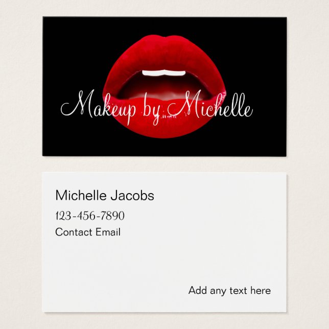 Makeup Artist Red Lipstick Budget Businesscards (Vorne & Hinten)