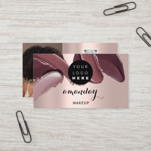 Makeup Artist Red Lipstick Foto QR Code Gloss Visitenkarte