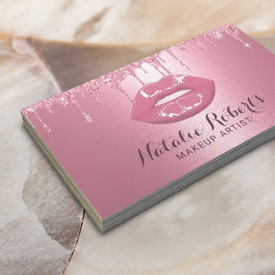 Makeup Artist Rosa Glitzer Tropfen Kirche Santa Ma Visitenkarte