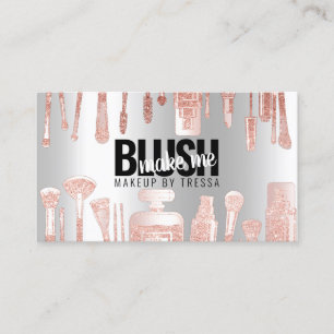 Makeup Artist Rose Glitzer + Metallisches Platinei Visitenkarte