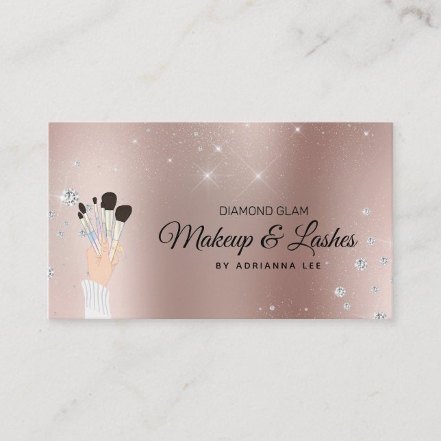 Makeup Artist Rose Gold & Glitzer Beauty Salon Bus Visitenkarte (Vorderseite)