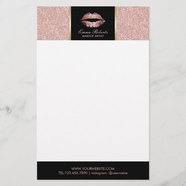 Makeup Artist Rose Gold Glitzer Lift Briefpapier (Vorderseite)