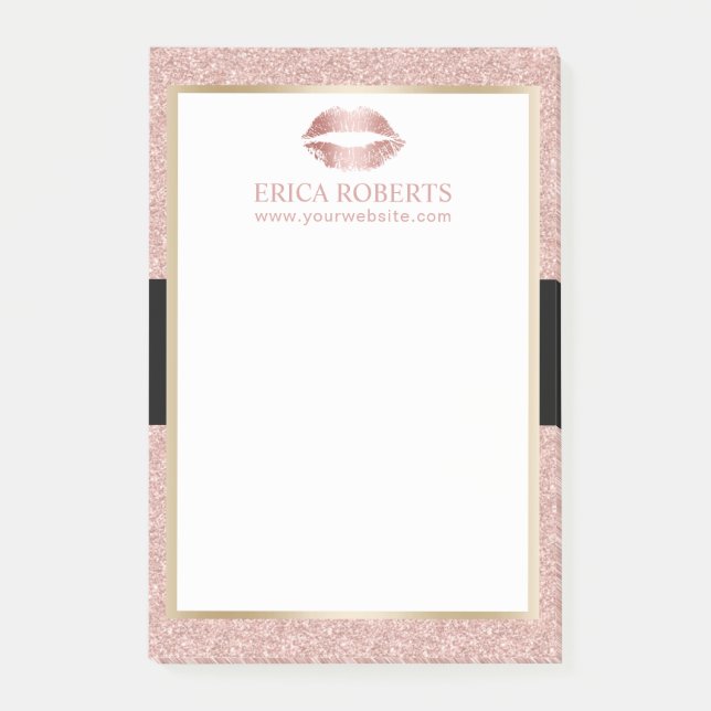 Makeup Artist Rose Gold Glitzer Lift Post-it Klebezettel (Vorderseite)