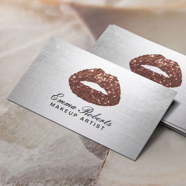 Makeup Artist Rose Gold Glitzer Lippen auf der Höh Visitenkarte (Von Creator hochgeladen)