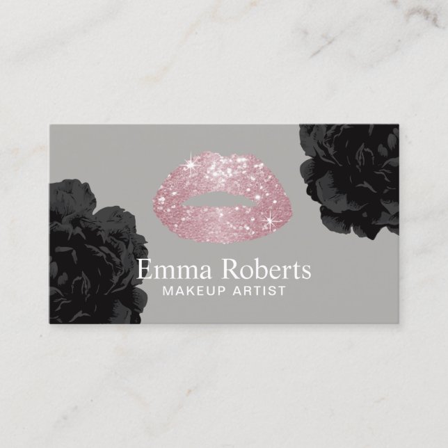 Makeup Artist Rose Gold Glitzer Livio Vacchini Geb Visitenkarte (Vorderseite)