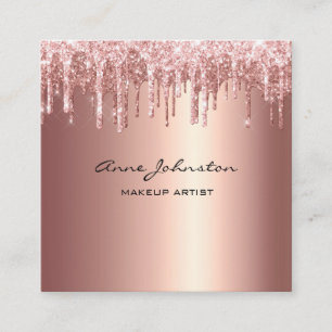 Makeup Artist Rose Gold Glitzer Tropfen Sparkasse Quadratische Visitenkarte