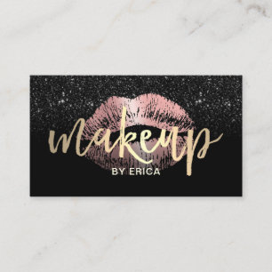 Makeup Artist Rose Gold Lippen Gold Script Glitzer Visitenkarte