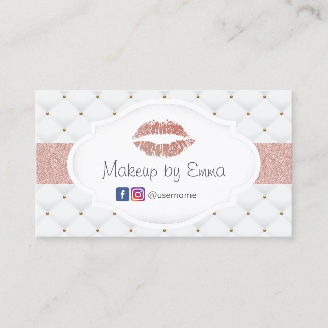 Makeup Artist Rose Gold Lips Luxus Quilts Visitenkarte (Vorderseite)