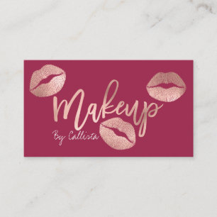 Makeup Artist Rose Gold Lips Typografie Moderne Visitenkarte