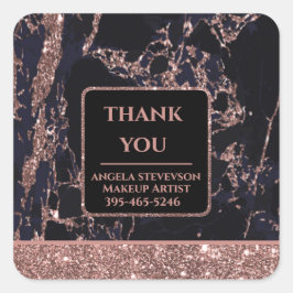Makeup Artist Rose Gold Marmoraufkleber Quadratischer Aufkleber