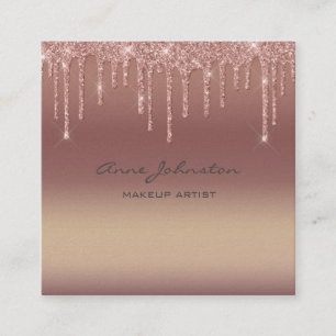 Makeup Artist Rose Gold Rosa Glitzer und Sparkor Quadratische Visitenkarte