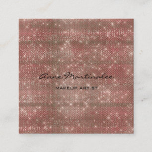 Makeup Artist Rose Gold Sparkle Glitzer Glam Quadratische Visitenkarte