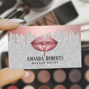 Makeup Artist Rose Gold treibende Lippen Silber Visitenkarte