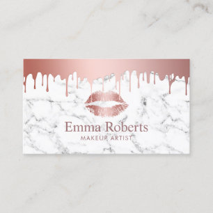 Makeup Artist Rose Gold Tropfen Marble Beauty Salo Visitenkarte