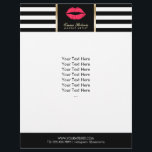 Makeup Artist Rote Liften Flyer<br><div class="desc">Makeup Artist Red Lips Modern Stripes Salon Broschüren.</div>