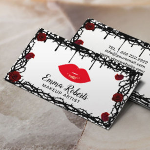 Makeup Artist Rote Lippen Gotisches Beauty Salon Visitenkarte