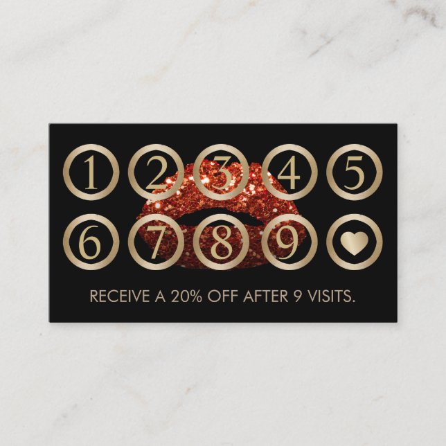 Makeup Artist Roter Glitzer Treuekarte (Vorderseite)