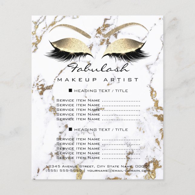 Makeup Artist Salon Marble Augen Glitzer Preis Fly Flyer (Vorne)