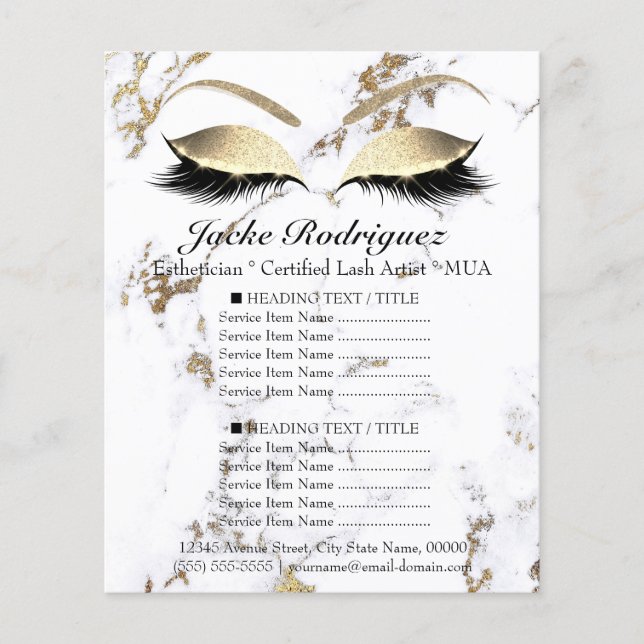 Makeup Artist Salon Marble Augen Weißer Preis Flye Flyer (Vorne)