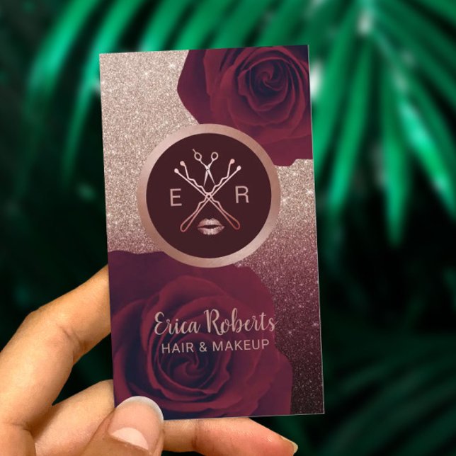 Makeup Artist Salon Moderne Rose Blumen Gold Ombre Visitenkarte (Von Creator hochgeladen)