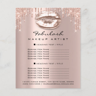 Makeup Artist Salon Pink Glitzer Flyer Spark Kiss