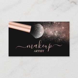 Makeup Artist Salon Rose Gold Glitzer Pinsel Visitenkarte
