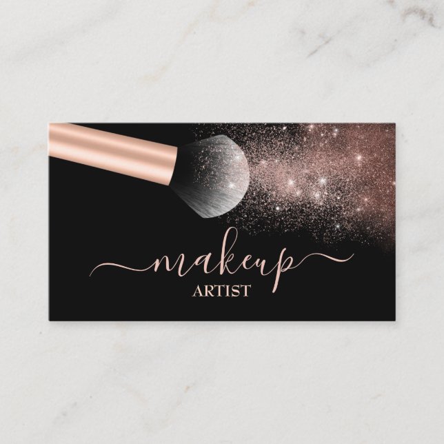 Makeup Artist Salon Rose Gold Glitzer Pinsel Visitenkarte (Vorderseite)