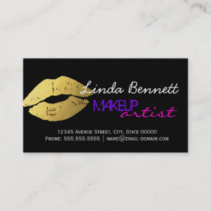 Makeup Artist - Sassy Gold Lips Dunkles Thema Stil Visitenkarte