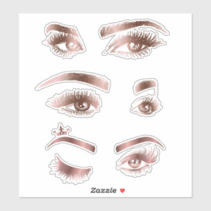 Makeup Artist Schöne Hand Drawn Eyes Brows Lash Aufkleber