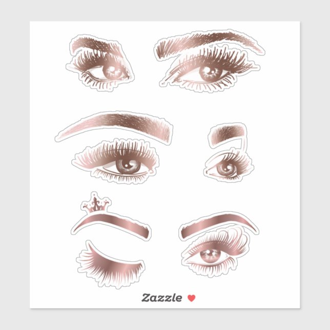 Makeup Artist Schöne Hand Drawn Eyes Brows Lash Aufkleber (Blatt)