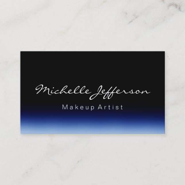 Makeup Artist Script Black Blue Business Card Visitenkarte (Vorderseite)