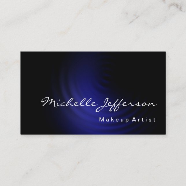Makeup Artist Script Blue Black Business Card Visitenkarte (Vorderseite)