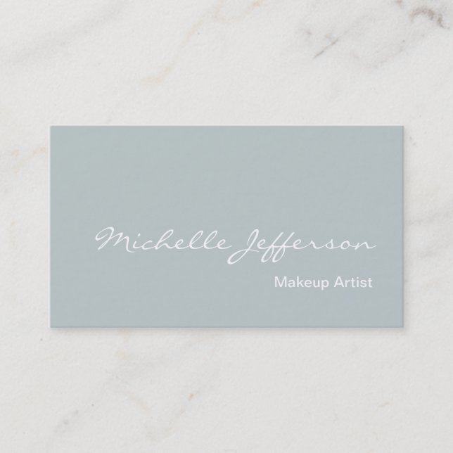 Makeup Artist Script Blue White Business Card Visitenkarte (Vorderseite)